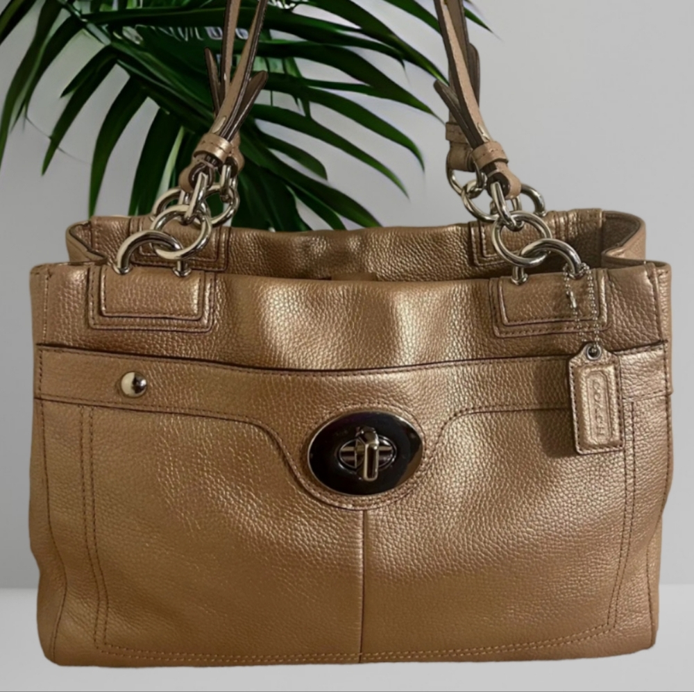 Coach Gold Metallic Pebbled Leather F16531 Penelope Shoulder bag